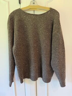Zara Cozy Taupe Sequin Knit Sweater - large